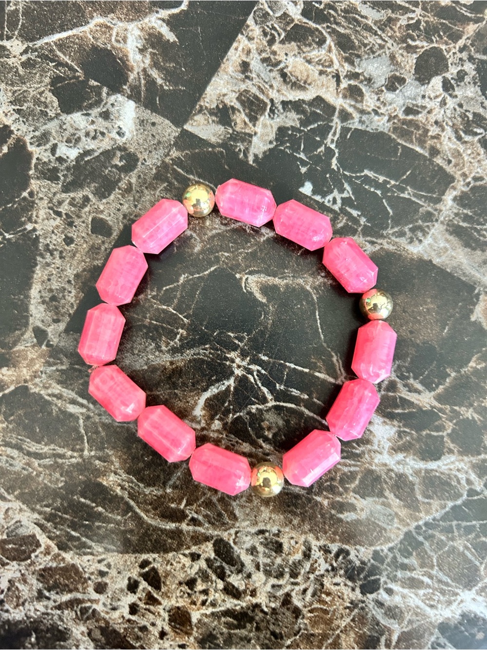 Handmade Pink Beaded Stretch Bracelet - Women Jewelry